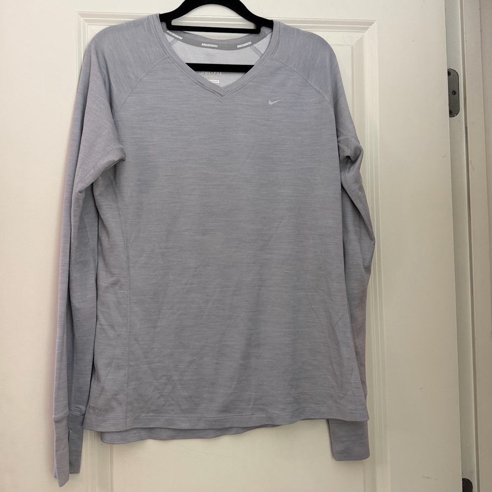 Nike Gray Dri-FIT V-Neck Wool Running Top